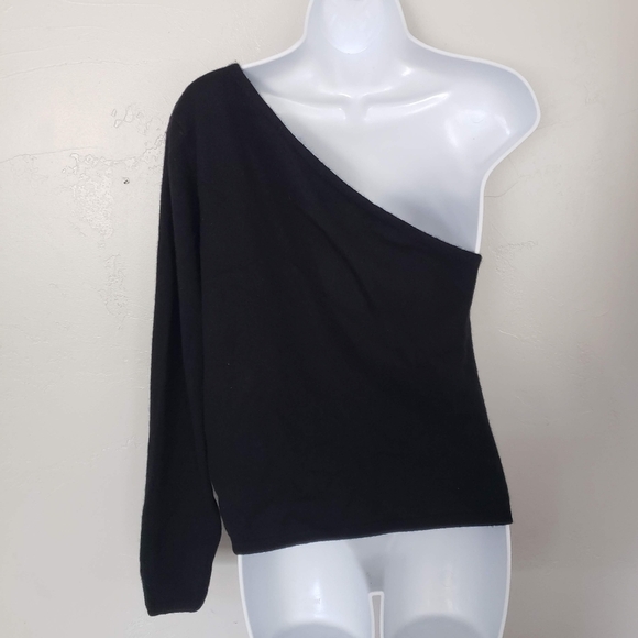 Catherine Malandrino NWT Women's XL Black Cashmere Blend One Shoulder Sweater - Picture 3 of 9